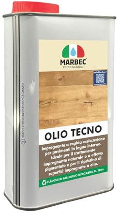 MARBEC OLIO TECNO 1LT Impregnante per legno interno a rapida essiccazione anche nelle stagioni umide. Non crea film e lascia al materiale un aspetto naturale.
