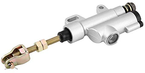 Hydraulikpumpen Hintere Fußbremspumpe, universelle hydraulische Hauptbremszylinder Pumpe Hinterer Fußbremszylinder für Motorrad ATV Dirt Bike (Silber)(Weiß)