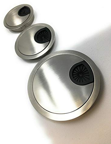 Kabeldurchlass Kabeldose Kabeldurchführung Kabel Kabelführung Auslass 50/55/60/80mm Metall (Edelstahl gebürstet, 80 mm)