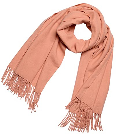 DonDon Schal Damen Winter Wollschal Winterschal groß und flauschig 200 x 70 cm - Lachsfarben