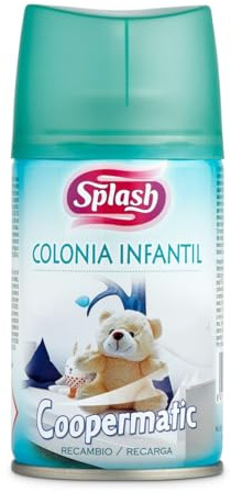 SPLASH | Spray Aromatizador | Recambio Automático | Ambientador Coopermatic Duradero, Refresca y Elimina Olores | Fragancia Fresca Colonia | Agitar Antes de Usar | 250 ml