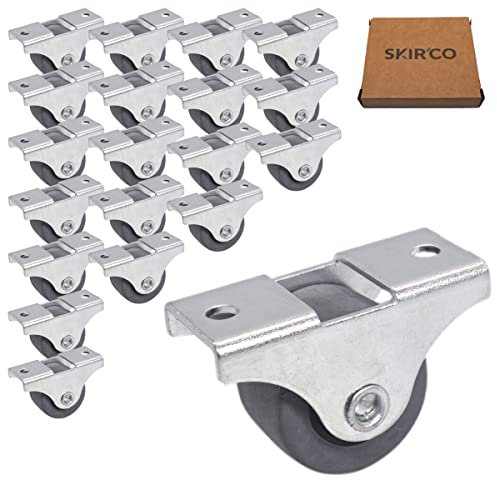 SKIR'CO Paquete de 20 ruedas pequeñas para muebles de 25 mm, ruedas de goma, ruedas fijas, no giratorias, dirección unidireccional (20)
