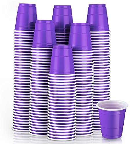 Yetene 200 Pcs 2 oz Plastic Shot Cups Mini Shot Tasting Cups for Wine Whiskey Food Wedding Baby Shower Party Drinking Beer Taste Supplies(Purple)