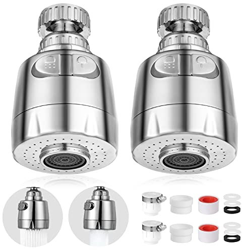 Ainiv 360° Rotate Tap Aerator, 2pcs ABS Swivel Water Saving Faucet with Filter for 22/24MM Threaded Taps, Faucet Aerator Swivel Kitchen Sink with 2 Modes,Tap Extension Connection for Kitchen,Bathroom