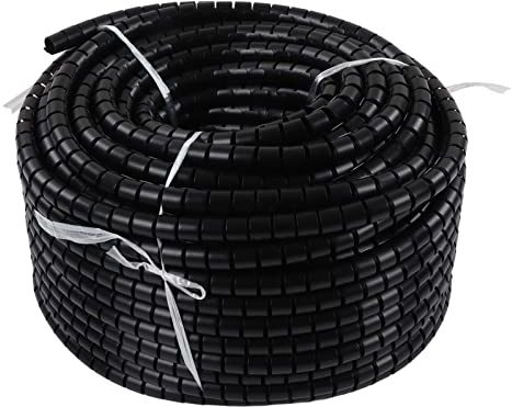 Enrouleur de Câble en Spirale Noir Enroulé en Spirale pour Câble, Gaine de Protection de Fil de Tuyau, Gestion du Cordon pour TV, Ordinateur, Bureau, Maison, Mur(Diamètre 22 mm 50 m)