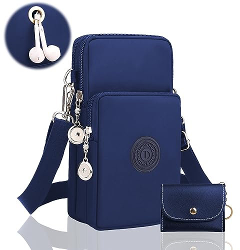 OHSN Handytasche Zum Umhängen Mädchen 2 Pcs Handytasche Zum Umhängen Damen Mit Kopfhörer Eingang Kleine Brieftasche Passport Tasche Umhängetasche Handy Tasche Damen Mit Treasure Blue Pu Kartenetui