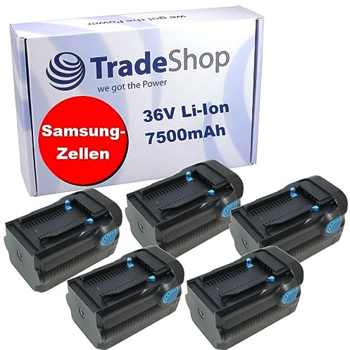 5X Trade-Shop Premium Li-Ion Akku, 36V / 7500mAh kompatibel mit Hilti VC20-UL, VC20-UM, VC40-UL, VC40-UM, WSC7.25, WSC70, WSR36, WSR36-A/Bohrhammer