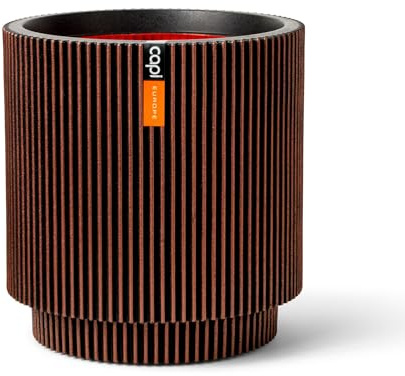 Capi Europe - Gefäß Zylinder Groove NL - 41x43 - Kupfer - Blumentopf für den Innen- und Außeneinsatz - Übertopf - Pflanztopf - Pflanzgefäß - Kunststoff - KGVCO883