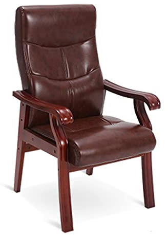 WIGSELBL Mid Century Moderner Akzentstuhl Retro Holz Leder Sessel Beistellstuhl mit hoher Rückenlehne Design, Lounge Lesen Bequemer Sessel für Wohnzimmer, Schlafzimmer, Büro (Farbe: Braun)