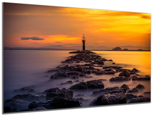 DARO Design - Wand-Bild auf 6mm HDF 40x30cm Leuchtturm Abendrot - Wand-Deko Bilder Geschenk