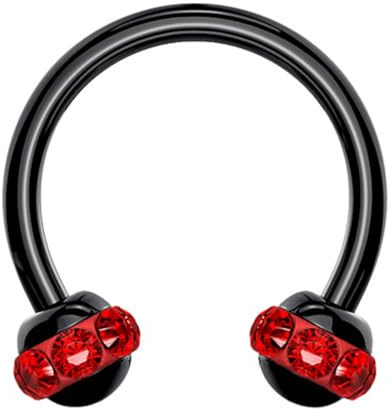 Taffstyle Lippen Ohr Nase Piercing Schwarz Hufeisen Multi Kristall Kugeln Horseshoe