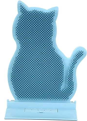 BZVCRTYKL Katzen-Selbstpflege-Spielzeug, Wand-Ecken-Massagekamm, perfekte Massagebürste, Katzenscheuerstab, geeignet for Katzen Aller Größen, katzenförmige Textur for die Selbstpflege, Blau/949
