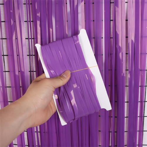 6 Stück Glitzer Vorhang LamettaTür Vorhänge Schimmer Vorhang Tinsel Curtain Folienfransen Vorhange Hintergrund Deko Lametta Vorhänge Hintergrund für Weihnachten Party Geburtstag (Lila, 1x2m)