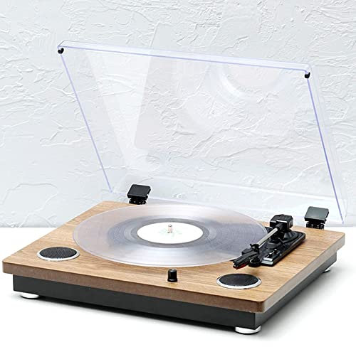 Tocadiscos de vinilo, tocadiscos de fonógrafo vintage accionado por correa de 3 velocidades, tocadiscos con amplificador de fono incorporado y altavoces, compatible con discos de 7/10/12 pulgada