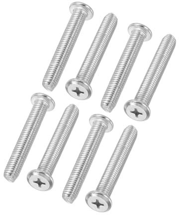 PATIKIL Vis à Tête Ronde Plate Phillips, Lot de 8 Vis M8-1.25 x 75mm en Acier Inoxydable 304 18-8 à Filetage Complet, Vis de Machine à Tête Phillips, Boulons de Connexion pour Meubles