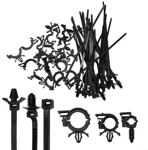 30 Zip Ties and 15 Wire Harness Clips Push Mount Cable Zip Tie Kit, Push-On Cable Ties Automotive Wiring Harness Routing Clips, Organize Your Wires Efficiently