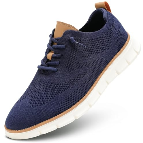 Men's Mesh Casual Sneakers Lightweight Breathable Dress Shoes Comfortable Walking Soft Sole Oxford Shoes Trainers for Men