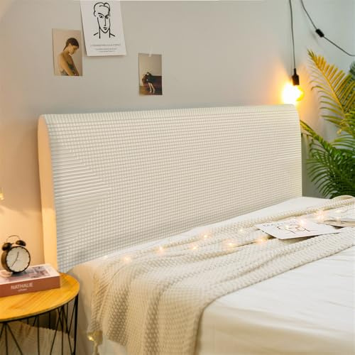 Hearda Semplice Copri Testata Letto Matrimoniale, Fodera per Testiera Letto Elasticizzata Lavabile Copri Testiera Letto all-Inclusive per Testiera Camera da Letto e Albergo (180cm,Cachi)
