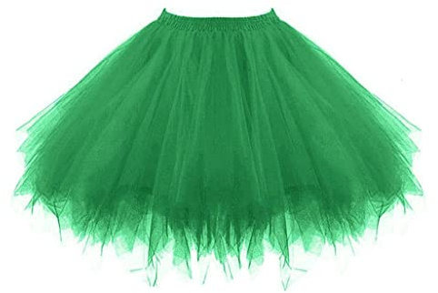 Tüllrock Grün Damen Elfen Kostüm Tinkerbell, Karneval Damen Kostüm Tüllrock 50er Tütü Rock Kurz Ballett Unterrock 50er Rockabilly Petticoat Tutu Unterrock Kurz Ballett Tanzkleid