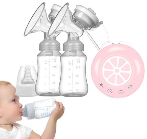 Pompa elettrica portatile per l'allattamento, pompe per latte per allattamento doppie - Estrattori di latte materno ricaricabili con 2 bottiglie di latte,Modalità multiple, basso rumore, forniture a