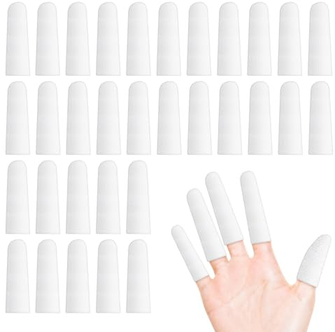 200 protectores de dedos, de algodón, vendaje ajustable, protección antiarañazos, cómodo y transpirable (blanco)