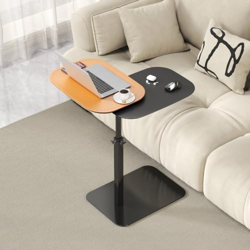 WUOYRON Beistelltisch C Form Höhenverstellbar, 360° Drehbarer Klein Couchtisch, Moderner Sofatisch für Sofa, Wohnzimmer, Schlafzimmer, Büro