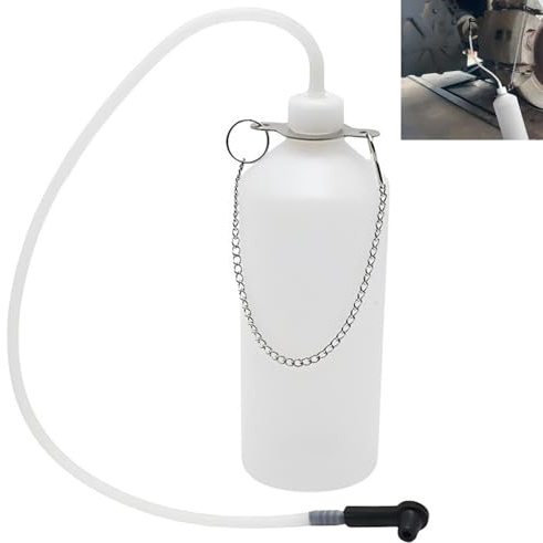 1L Bremsflüssigkeitsbehälter mit 60cm Schlauch & Universal-Gummi-Adapter, Bremsenentlüftungsgerät zum Auffangen Bremsflüssigkeit & Austausch Bremsöl, Bremsenentlüfter für Meisten Entlüftungsschrauben