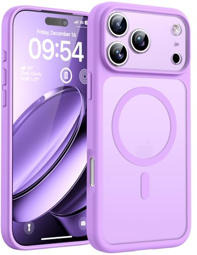 TOCOL for iPhone 17 Pro Case, Compatible with MagSafe, Light Purple | Full Camera Protection, Built-in Magnets, 15FT Military-Grade Shockproof Thin Slim Translucent Matte Phone Cover