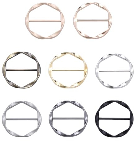 IDNVFY 8 Morceaux De Boucle En Métal Ronde Pour Les Femmes, Boucle Écharpe Ronde Simple, Boucle Fixante De Ceinture, Décorations De Vêtements.