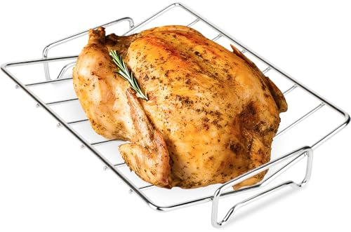 Edelstahl Truthahn Bräter V Rack, Bräter Roaster Racks zum Räuchern und Grillen von Geflügel Huhn und Schweinefleisch Kochrost für Bräter für Kamado, Smoker, Grünes Ei Zubehör, Spülmaschinenfest
