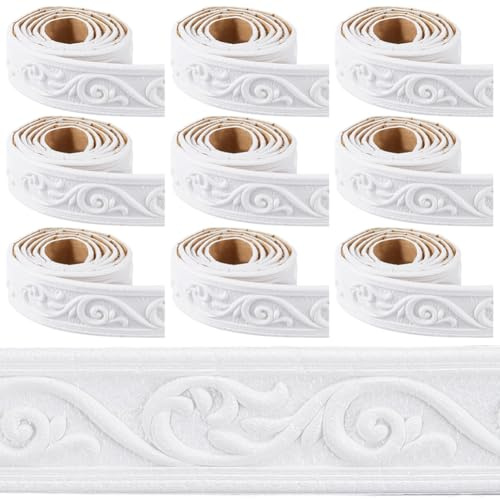 CRASPIRE 9 rollo Moldura Corona Blanca 664 pies Largo Borde Papel Tapiz Vintage Autoadhesivo Espuma Despegable Y Pegajosa Zócalo Flexible Espejo Línea Borde Pared Adhesiva Decoración Techo Hotel Hogar