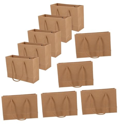 HOMOCONO 10 Stück Kraftpapier Tragetaschen mit Henkel Kleine Papiertragetaschen für Geschenkverpackung Kleidung Vielseitige Papiertüten zum Aufbewahren und Transportieren Stabile
