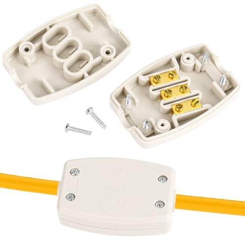 2 PCS 3 Way Terminal Electrical Junction Box 13A 250V Waterproof Cable Connectors Boxs with Terminal Blocks Flex Connector Cable Joiner Box Erminal in-line Connector For Indoor 0utdoor Lighting Power