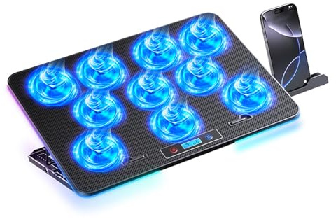 Wilgure Silents RGBs - Raffreddatore portatile con design ergonomico a 3 marce e compatibilità completa per notebook da 14-17 da 3 pollici. Silents Gaming Laptop Cooler