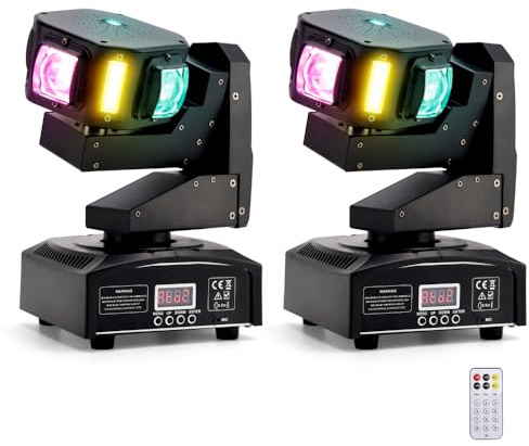 Areyourshop 160W Disco DJ Licht Moving Head Led 2er Set 6LED,3-Achsen Beam Stage DMX Party Show Beleuchtung,CREE 4-in-1,Stroboskop,für Bühne,Konzert,Heimpartys DMX512,Master/Slave,Voice Control