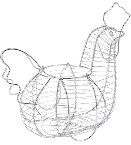 Cestino per uova in filo metallico per raccogliere uova fresche, cesto per di gallina, filo metallico per galline di capacità, supporto di raccolta cavo con maniglia per piano di lavoro