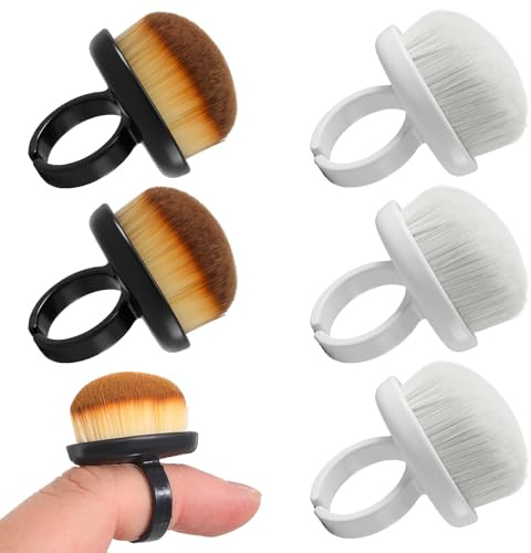 HJZHII 6Pcs Nail Dust Brush, Ring Fingernail Brush | Nail Dust Cleaning Brush Ring Nail Duster Cleaning Brushes Small Portable Scrubber Brushfor Manicure and Pedicure Black Whit