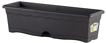 Plastiken Terra Bac à Fleurs intégré, Gris, 80x20x18 cm