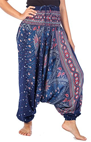 Lofbaz Women's Peacock 2 in 1 Harem Trousers Jumpsuit