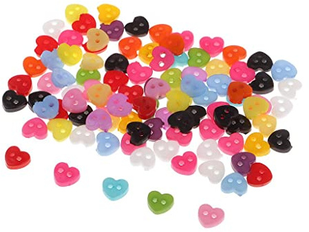Sharplace 100 Gemischte Mini Harzknöpfe 5 6 Mm Handgefertigtes Nähzubehör für Kleidung, Herz