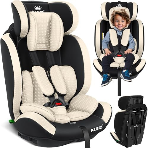 KIDIZ® Siège auto enfant | coque de siège auto | 9-36 kg 1-12 ans | Groupe 1/2/3 | universel | homologué selon ECE R44/04 | 6 couleurs différentes, Beige