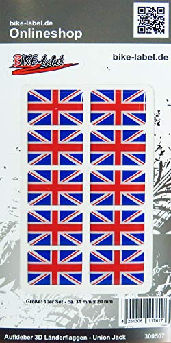 BIKE-label Auto Aufkleber 3D Länder-Flaggen Union Jack England 31 x 20mm 300507
