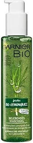 Lemongrass Aceite para limpieza facial, glicerina vegetal, Garnier Bio Lemongrass Belebendes Waschgel, Naturkosmetik, 150 ml