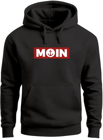 Neverless® Hoodie Herren Moin norddeutsch Morgen Anker Kapuzen-Pullover Print Männer Fashion Streetstyle