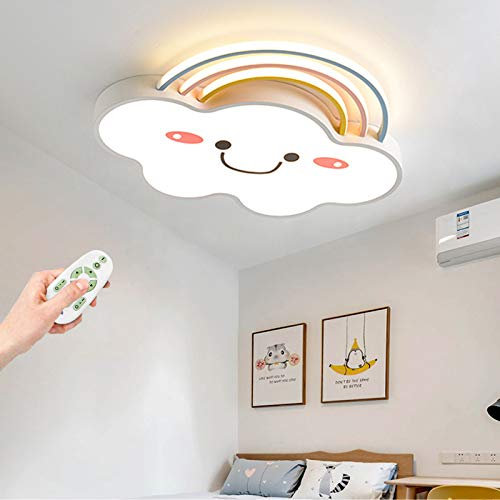 HEYUN Deckenleuchte LED Moderne Kinderzimmer Lampe Dimmbar Fernbedienung Deckenlampe Kreative Wolke Regenbogen Dekoration Kronleuchter Beleuchtung Jungen Mädchen Schlafzimmer Wohnzimmer Deckenlicht