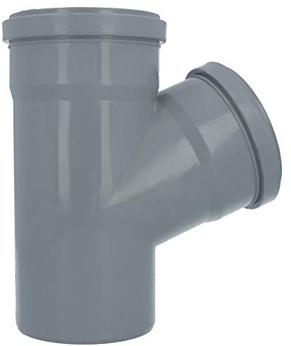 HT Rohr Abzweig Ø DN 110 mm Grau T-Stück Winkel 67° | Abwasser Winkel Kunststoff Abflussrohr Kunststoffabzweig PVC PP Doppelabzweig Verbindung Anschlussstück