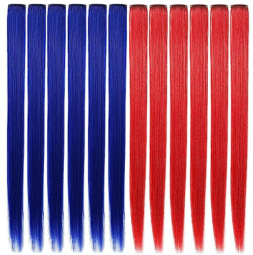 Rhyme - Extension per capelli multicolori per bambini da 53 cm, con fermagli, mèches colorate per ragazze, accessori per capelli, 16 pezzi, colore: grigio verde, rosa fumo