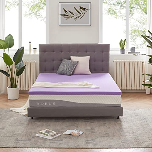 SINWEEK 2 Inch Gel Memory Foam Mattress Topper Ventilated Soft Mattress Pad, Bed Topper, CertiPUR-US Certified, Full Size, Purple