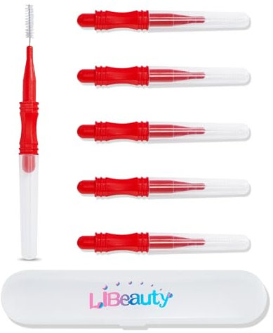 Libeauty Lot de 6 brosses à cils, bobines avec couvercle, brosses à mascara pour teinture de cils, extensions de cils