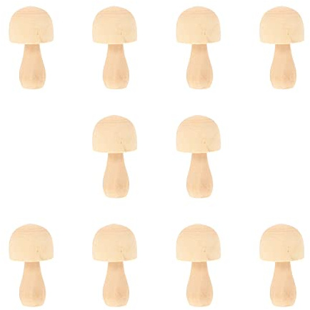 ifundom Holzpilz Steckfigur Selbstgemacht 10 Stück Unbemalt Pilzklammer Graffiti Malspielzeug für Kinder Holzornamente Selber Bemalen Marionette Puppenkörper 6cm für Zuhause Schreibtischdekoration